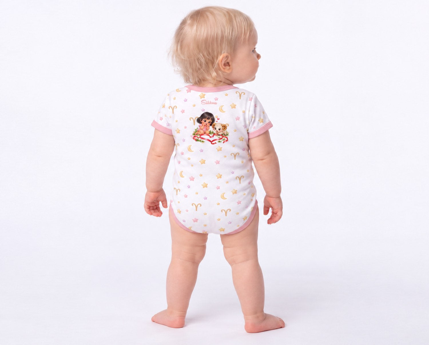 Widder Baby Body Mädchen mit Kindermotiv inkl. Name (Druck)
