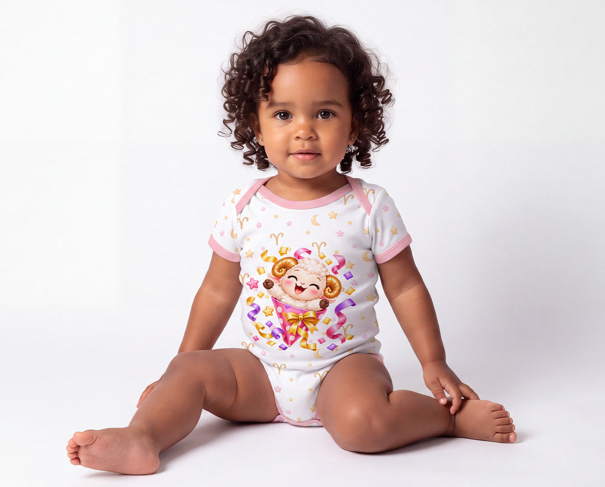 Sternzeichen Widder Baby Body Mädchen inkl. Name (Druck)