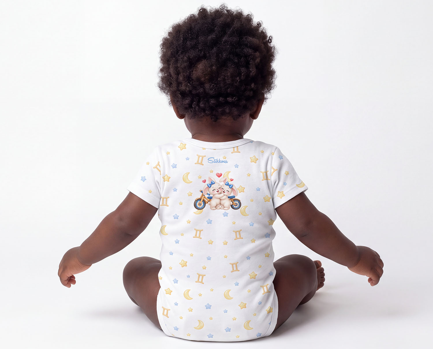 Zwillinge Baby Body Jungen mit Sternzeichenmotiv inkl. Name (Druck)