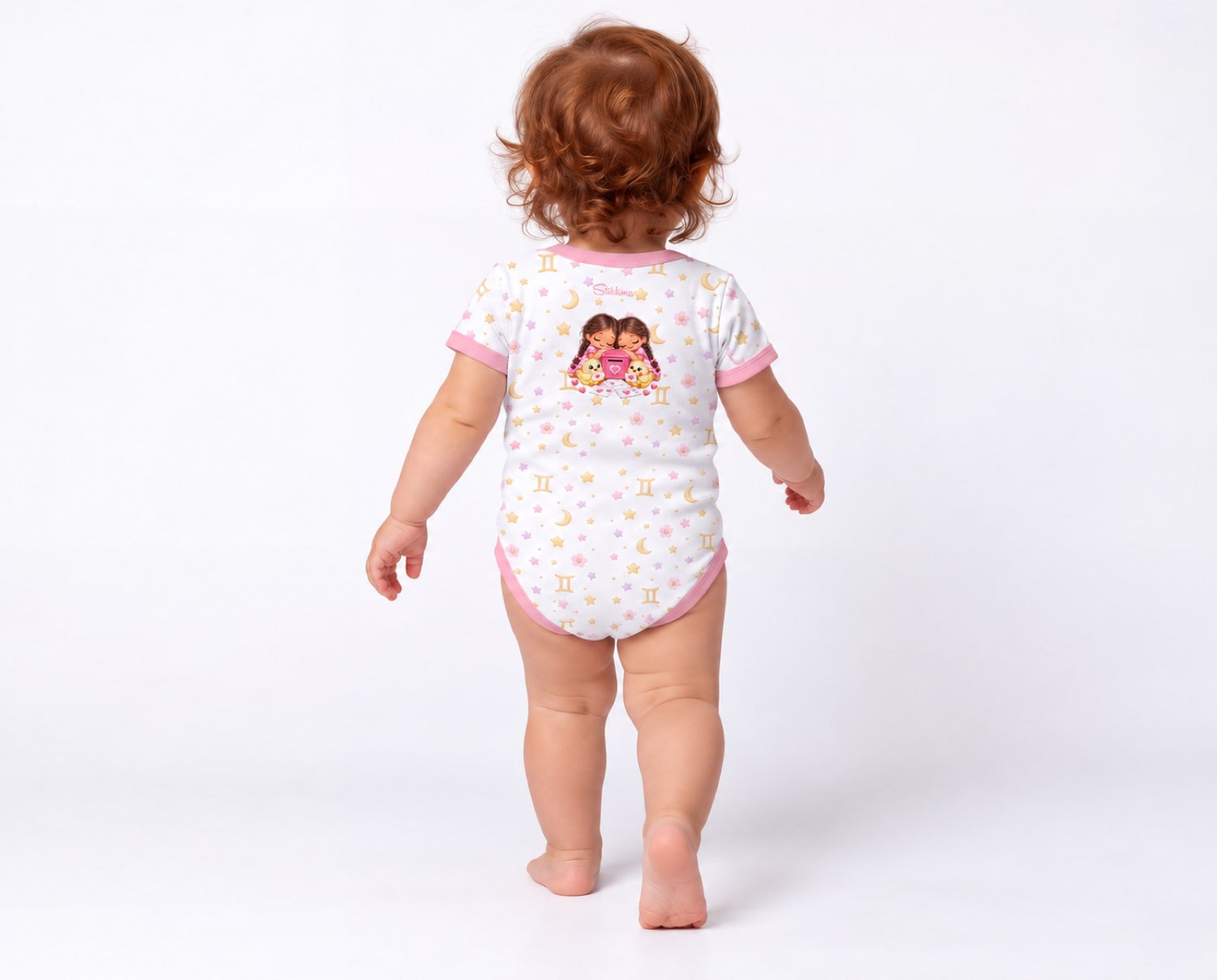 Zwillinge Baby Body Mädchen mit Kindermotiv inkl. Name (Druck)