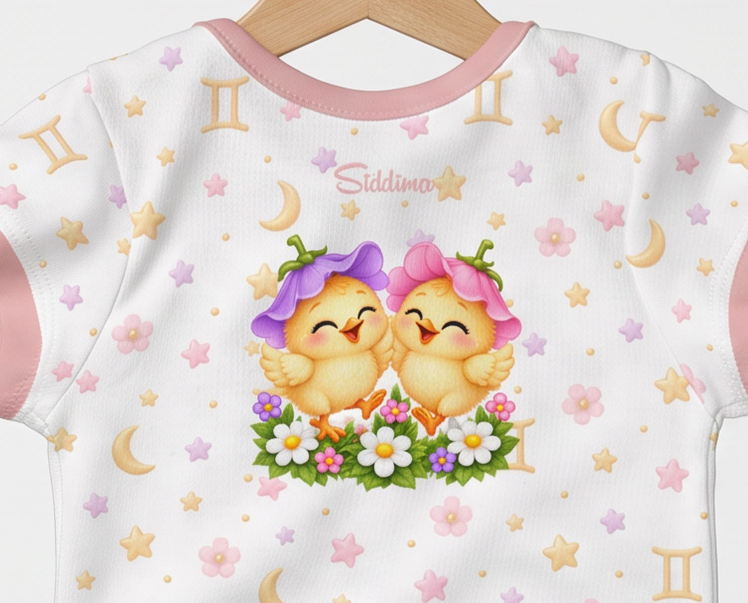 Sternzeichen Zwillinge Baby Body Mädchen inkl. Name (Druck)
