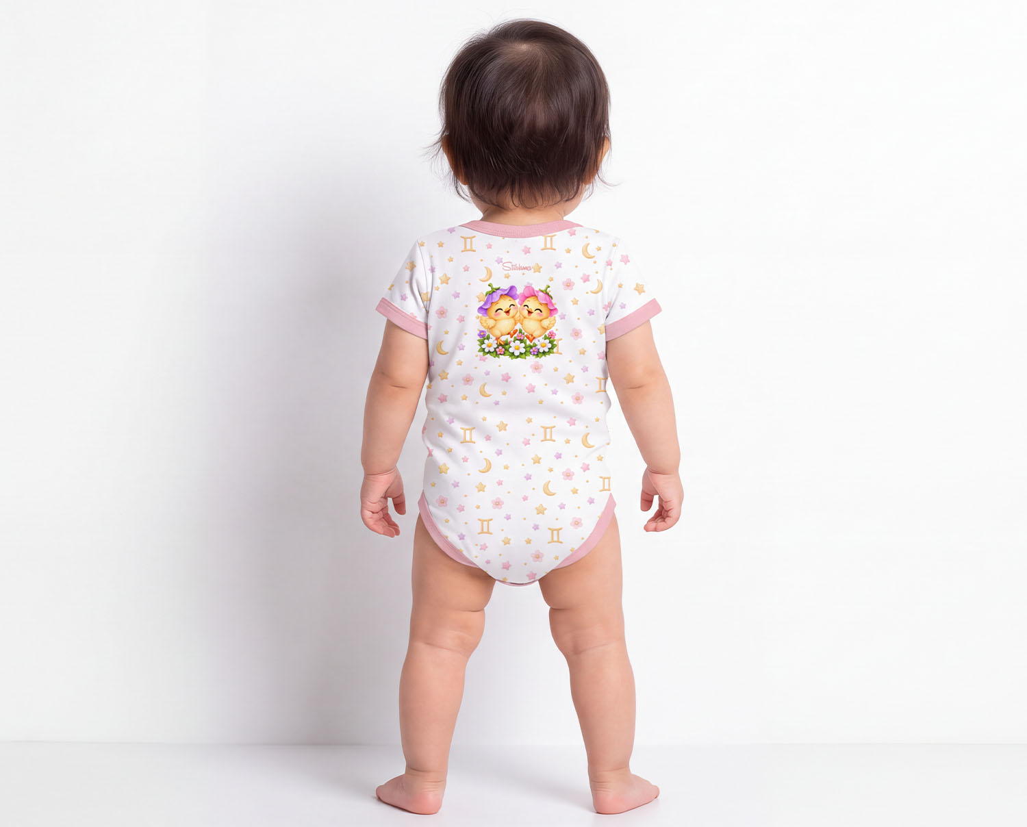 Sternzeichen Zwillinge Baby Body Mädchen inkl. Name (Druck)