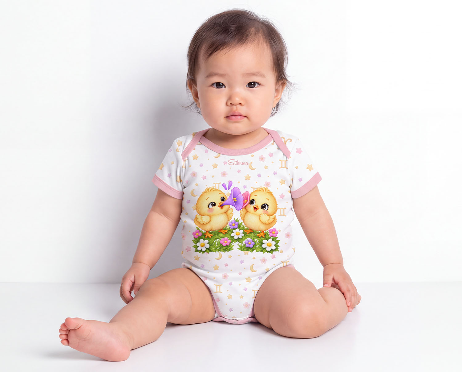 Sternzeichen Zwillinge Baby Body Mädchen inkl. Name (Druck)