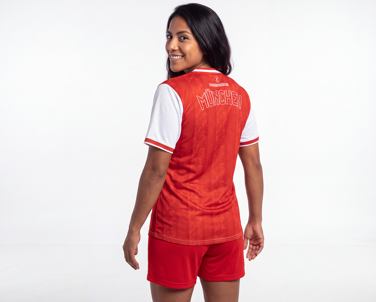 München Fan-Trikot Damen 26/27 Heim "Unser Herz schlägt Rot" inkl. Name und Nummer (Druck)