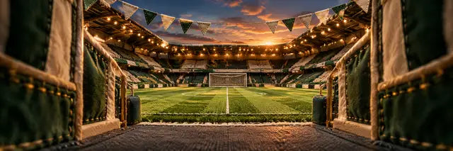 Kleines Stadion aus Stoff im warmen Abendlicht